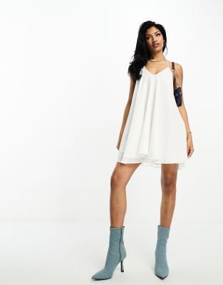 Missyempire Missyempire halterneck trapeze mini dress in white