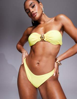 Missyempire high leg brazillian bikini bottoms co-ord in yellow - view 1
