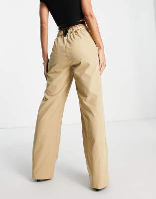 tan high waisted wide leg pants