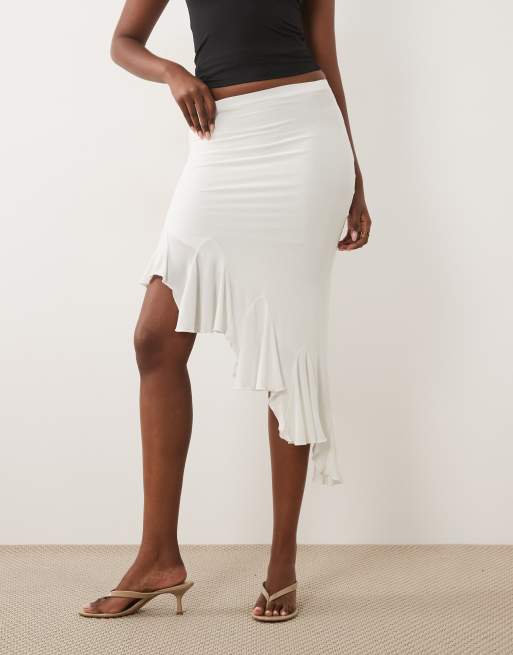 Missyempire jupe mi-longue asymétrique à godets crème, 2 de 5