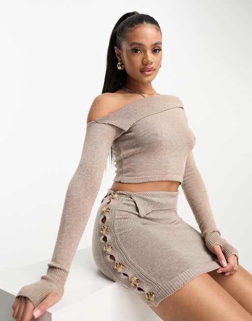 Mini skirt and off shoulder online top