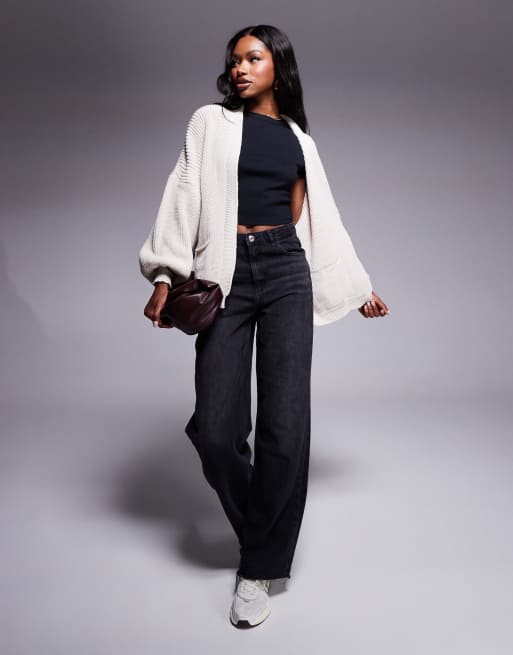 Missyempire knitted pocket detail cardigan in beige, 2 of 4