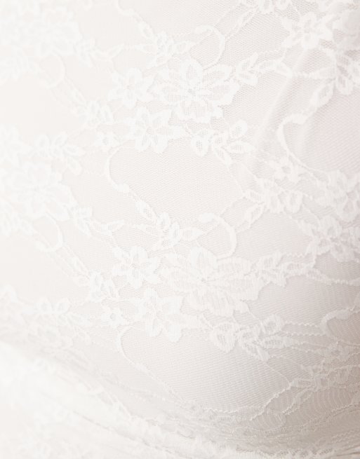 Missyempire lace twist off shoulder top in cream, 4 of 4