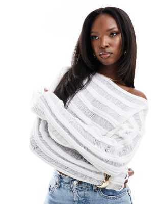 Missyempire Missyempire laddered knitted top in white