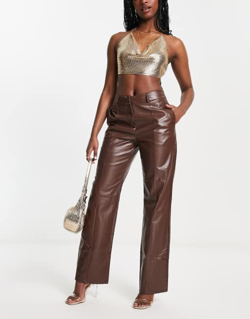 Long leg shop leather look trousers