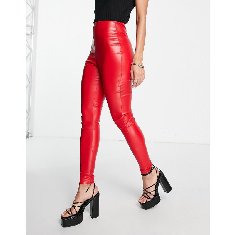 Pantaloni e leggings Leggings Missyempire - Leggings a vita alta in pelle sintetica rossa