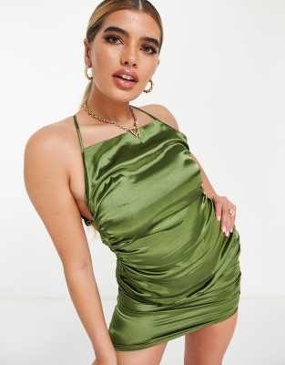 satin rhinestone dress