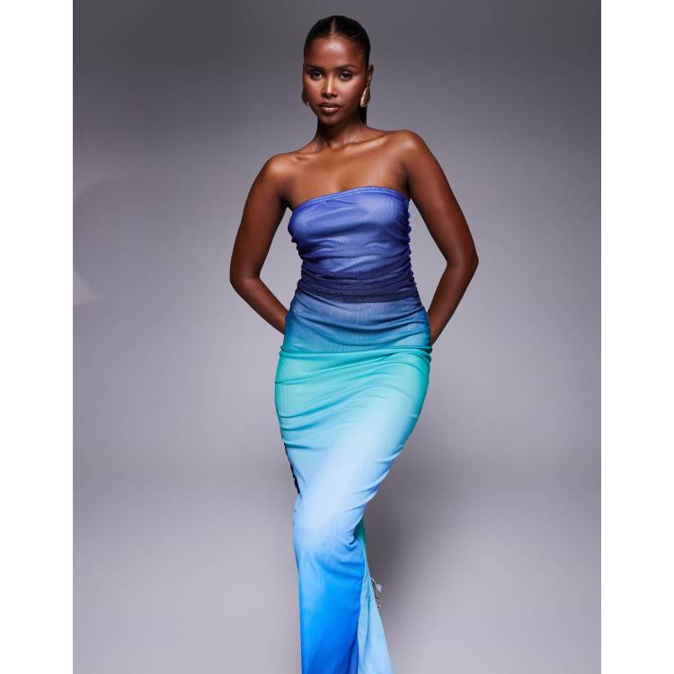 white to blue ombre dress Blue Ombré Cut-Out Lace Dress M