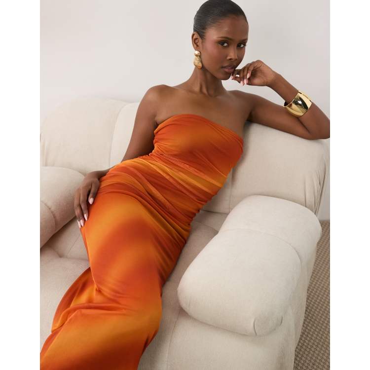 embellished strapless mini dress in red and orange ombr Shop the Basel Ombr Mini Dress by Oh Polly