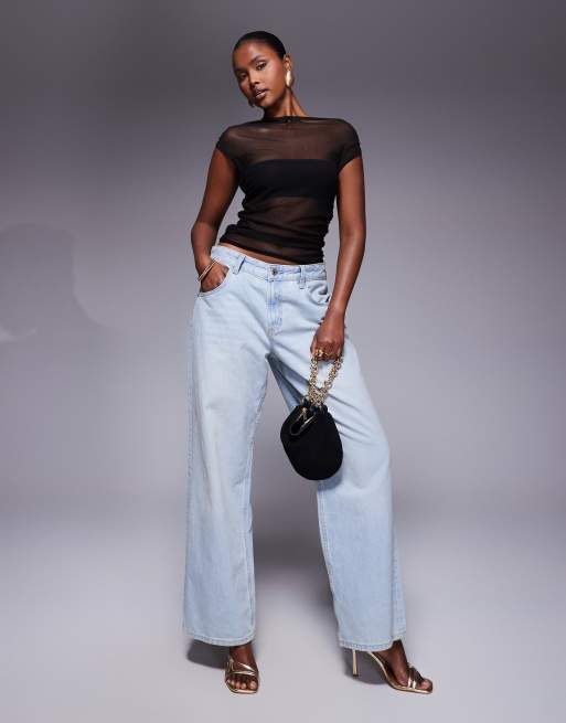 Missyempire mesh panel asymmetric top in black, 4 of 4
