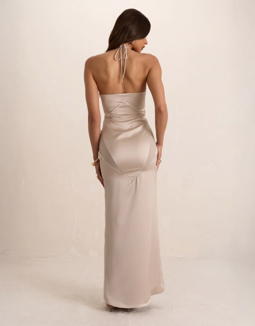 Missyempire Mesh panelled maxi dress in silver, 4 of 4
