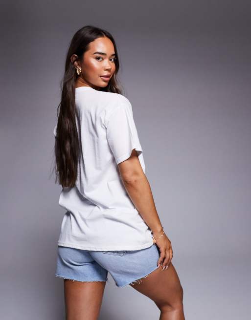 Missyempire 'Mykonos' beach club graphic oversized t-shirt in white, 2 of 4