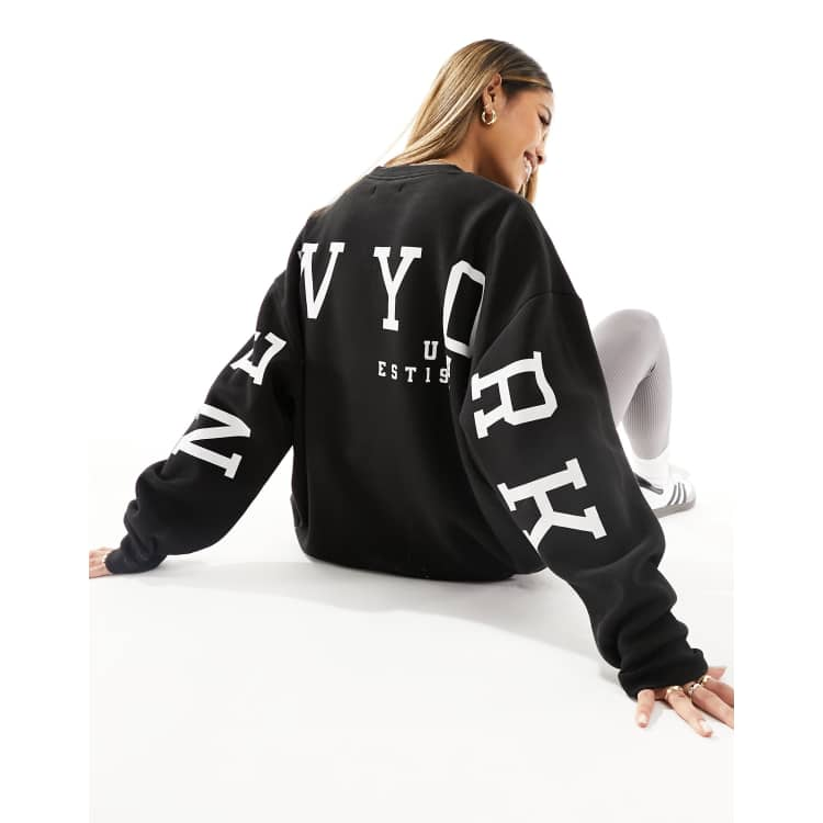 Black New York Slogan Hoodie – AX Paris