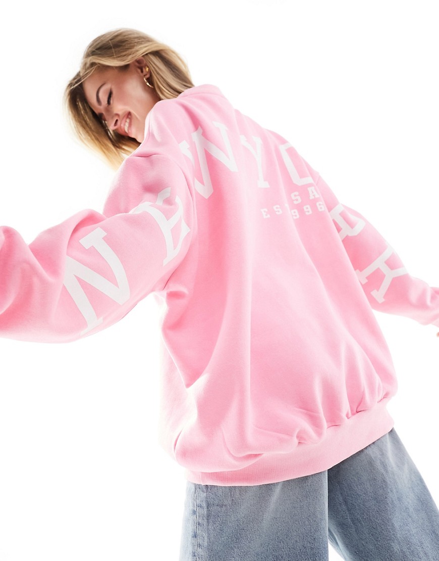 Missyempire New York motif sweatshirt in pink