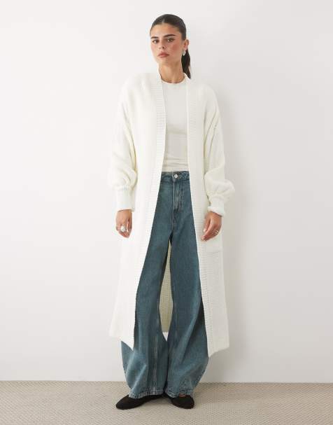 Missyempire oversized maxikofta med ballongärmar i cream - view 1