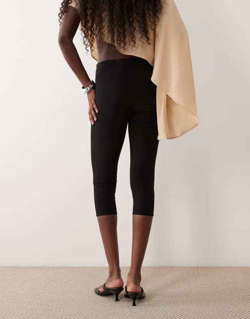 Missyempire pantalon capri moulant double effet fluide noir, 5 de 5