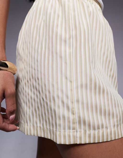 Missyempire - Pantaloncini gialli a righe con vita elasticizzata, 3 di 5