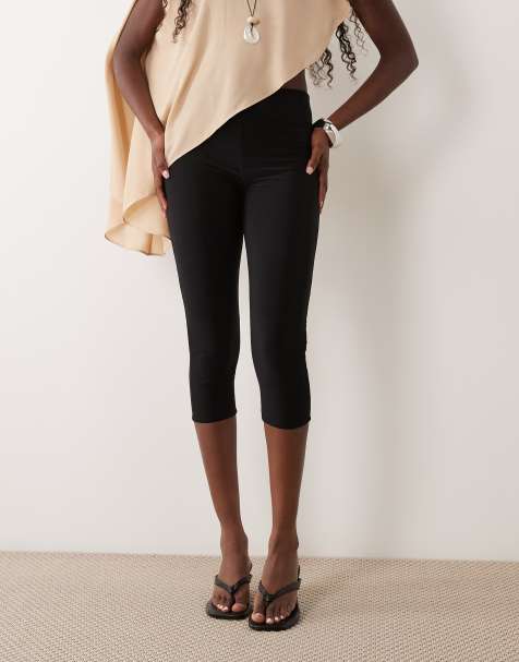 Missyempire pantaloni capri aderenti effetto fluido neri - view 1
