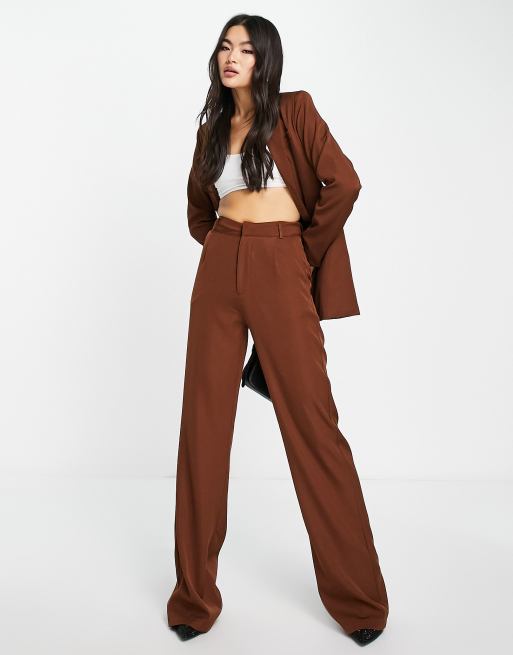Missyempire - Pantaloni comodi color cioccolato in coordinato