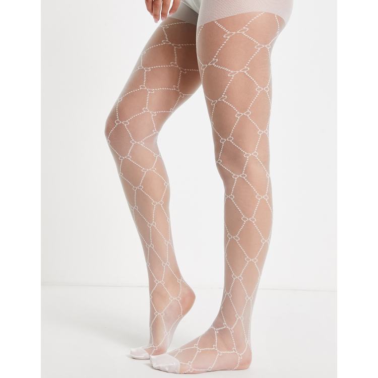 Cream shop patterned tights