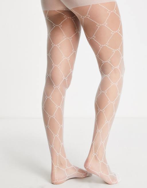 Missyempire patterned tights in white