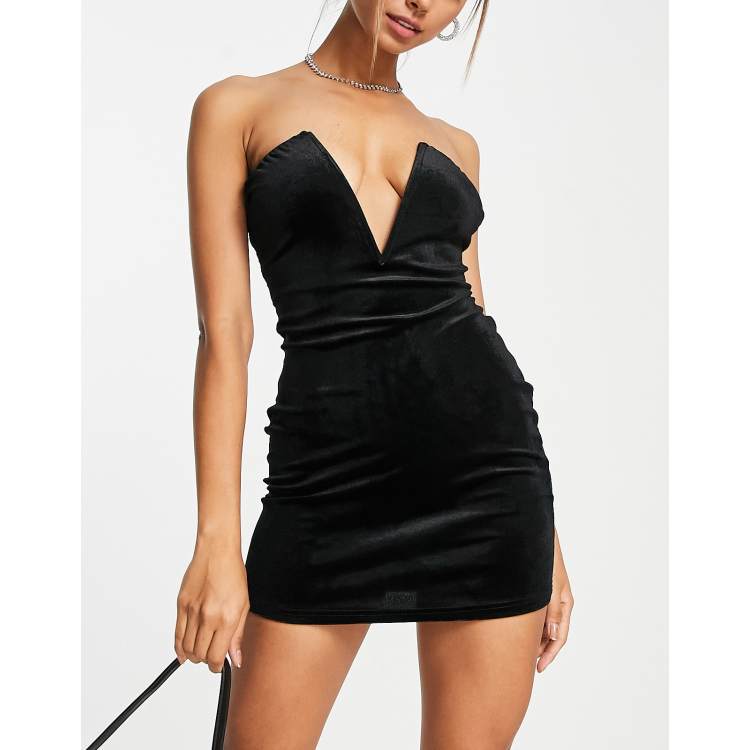 Plunge Ribbon Strap Dress