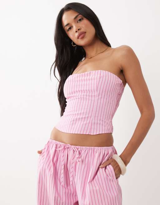 Missyempire poplin oversized shirt and pants set in pink stripe, 2 of 4