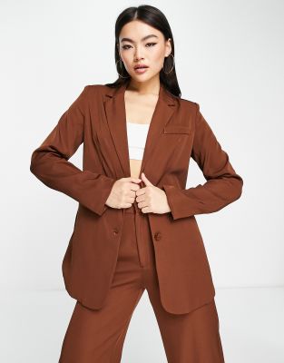 Missyempire Missyempire relaxed blazer co-ord in chocolate-Brown
