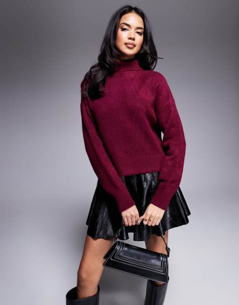 Missyempire roll neck jumper in burgundy - view 1