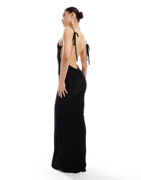 Missyempire ruched low back maxi dress in black - view 1