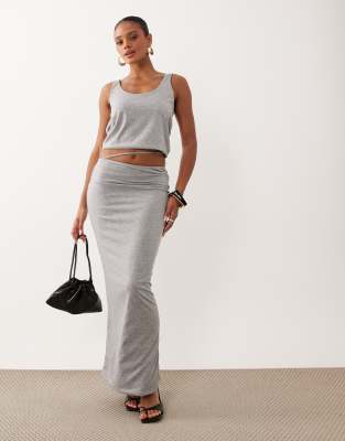 Missyempire ruched waist detail maxi skirt co-ord in grey