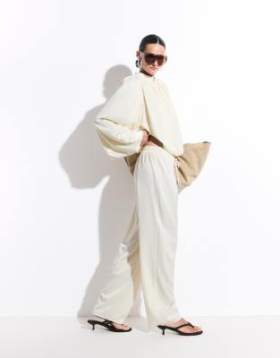 Missyempire Satin Drawstring Relaxed Pants In White