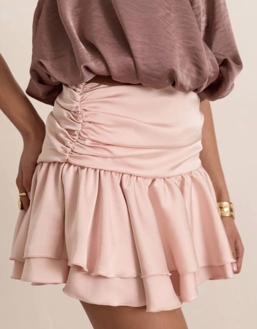 Missyempire Satin ruffle mini skirt in pink, 2 of 4