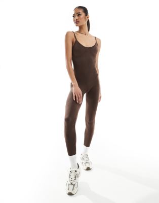 Missyempire seamless cami unitard in chocolate - ASOS Price Checker