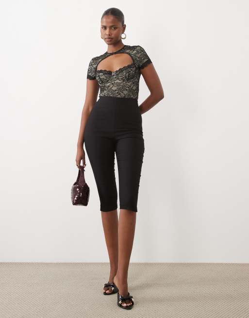 Missyempire sheer lace high neck bodysuit in black, 3 of 4