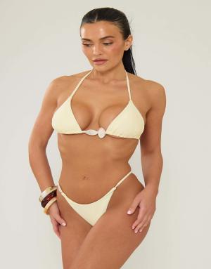 Missyempire Shell bikini bottoms in lemon