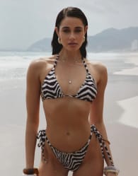 Missyempire Shell button printed bikini bottom in black