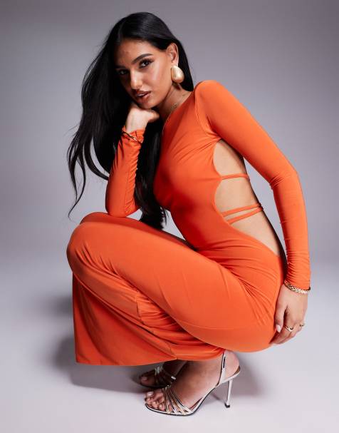 strapless open back dress Zoe Short Sleeve Shirt Dress-Burnt Orange main image 1