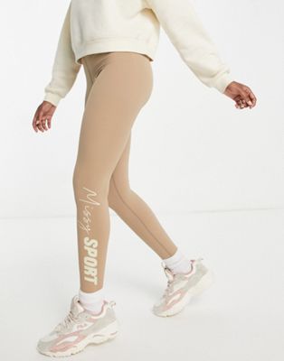 Missyempire sport ruched bum gym leggings in mocha - ASOS Price Checker