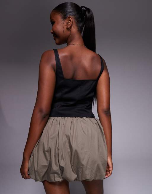 Missyempire square neck bow cut out front top in black, 3 of 4