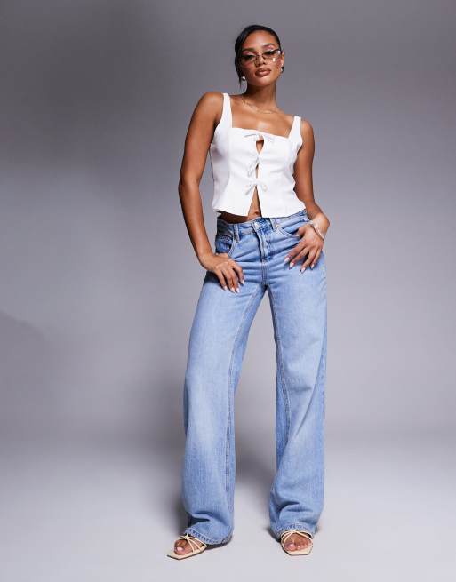Missyempire square neck bow front top in white, 4 of 4