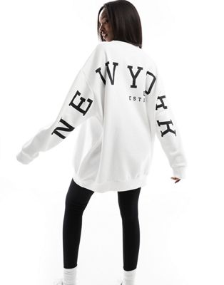 Missyempire New York back slogan sweatshirt in white - ASOS Price Checker