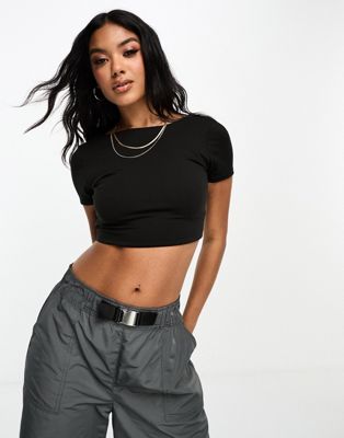 Missyempire sculpted low back t-shirt in black - ASOS Price Checker
