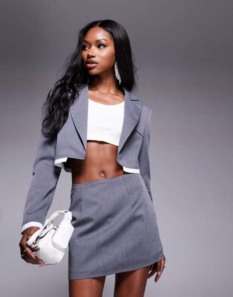 Missyempire tailored mini skort co-ord in grey - view 1