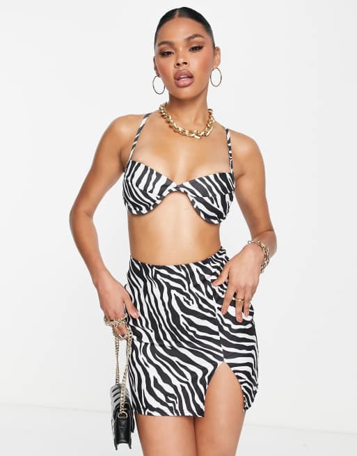 Missyempire underwired bralet detail mini dress in zebra print | ASOS