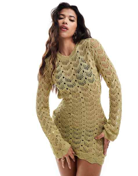 Missyempire - Vestito da mare corto oro metallizzato con schiena scoperta - view 1