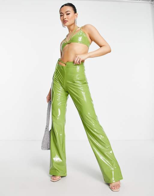 Green sales vinyl trousers