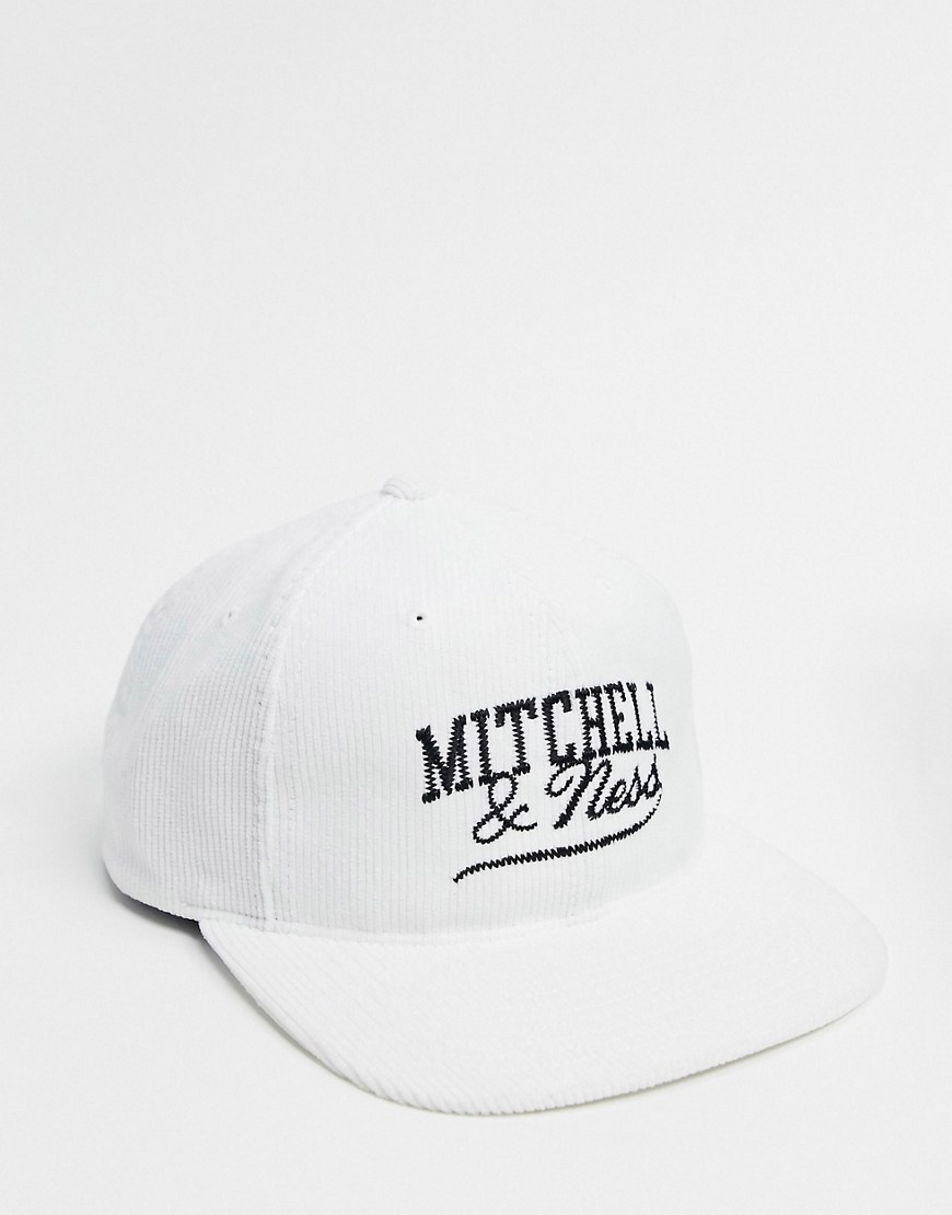 Mitchell & Ness - Cappellino snapback in velluto a coste estivo bianco