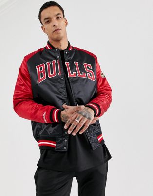 Mitchell & Ness Chicago Bulls Split Black & Red Satin Jacket