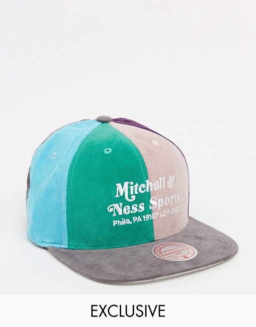 Mitchell & Ness corduroy pinwheel cap in multi exclusive at ASOS